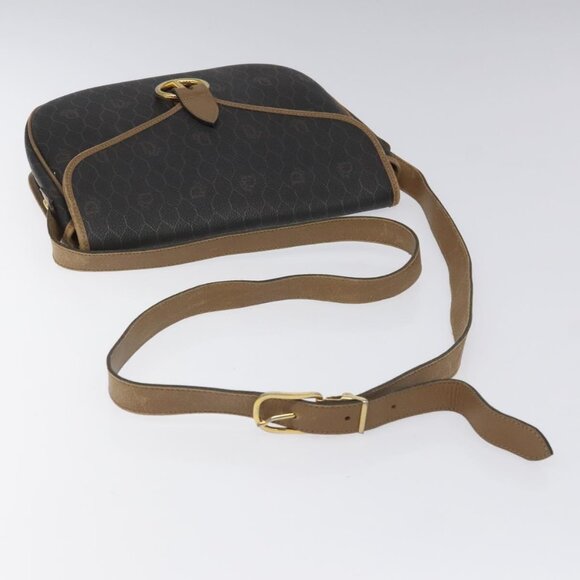 Christian Dior Honeycomb Canvas Shoulder Bag PVC Black Brown gold Auth bs23494 - Picture 7 of 16